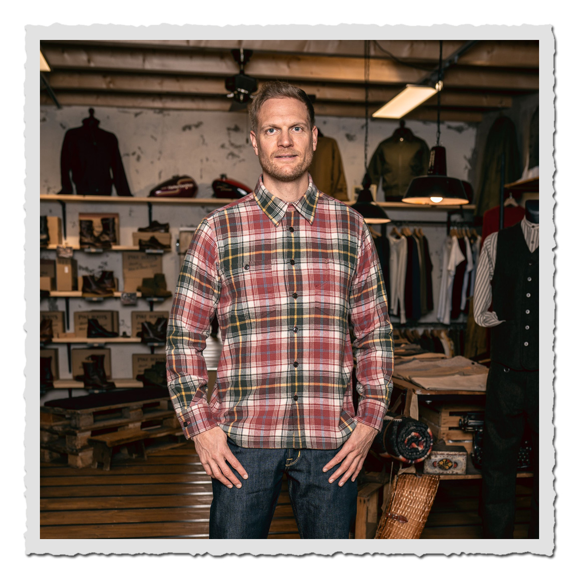 Pike Brothers 1937 Roamer Shirt Alaska Brick – klassisches kariertes Flanellhemd aus Baumwolle